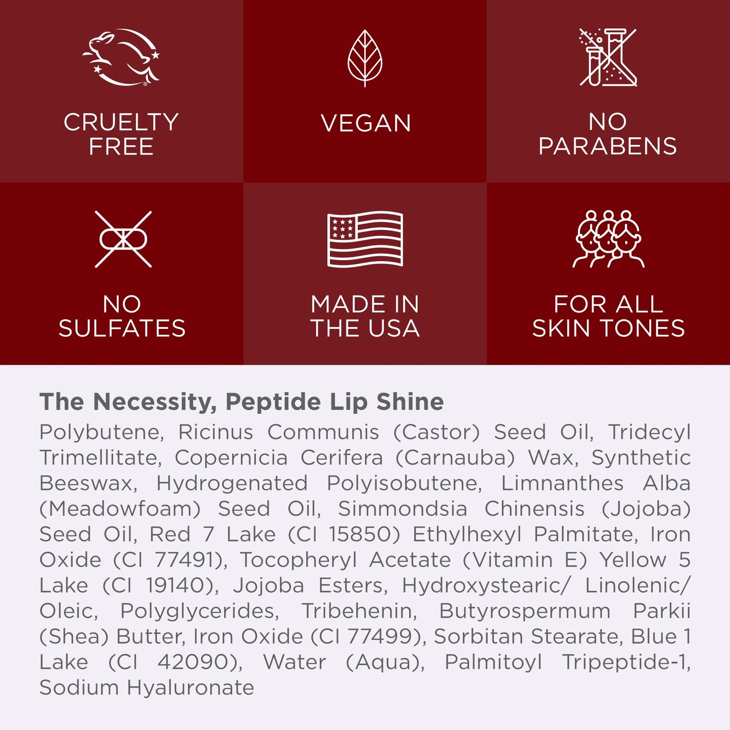 Cote Beauty's Tempted Peptide Lip Shine, Ultra Hydrating & Long-Lasting Warm Berry Plumping Lip Gloss for Women with Hyaluronic Acid, Shea Butter & Jojoba Oil, Vegan & Cruelty-Free, 0.12 Fl Oz
