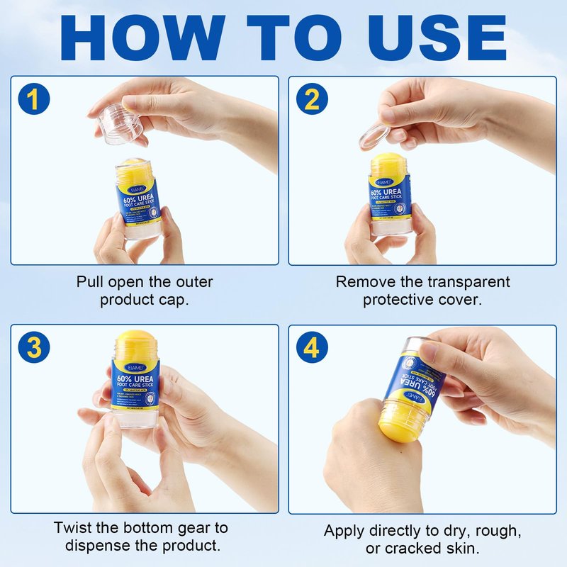 Urea Cream Stick 60% Plus 2% Salicylic Acid, Extra Strength Urea Foot Cream for Dry Cracked Heels, Callus Remover for Feet,Moisturizing Lotion for Hands, Knees,Elbows,Softens and Exfoliates Dead Skin