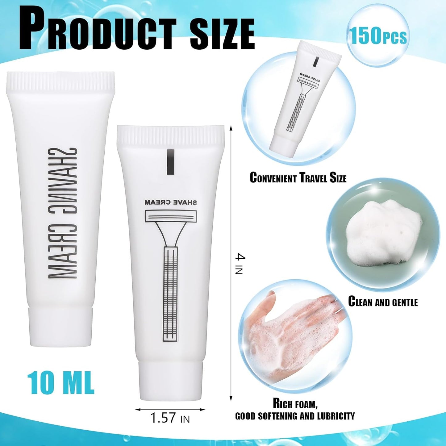 Disposable Shaving Cream | Travel Size 10ml | Ideal for Hotels, Camping & Toiletries (150 Pcs)