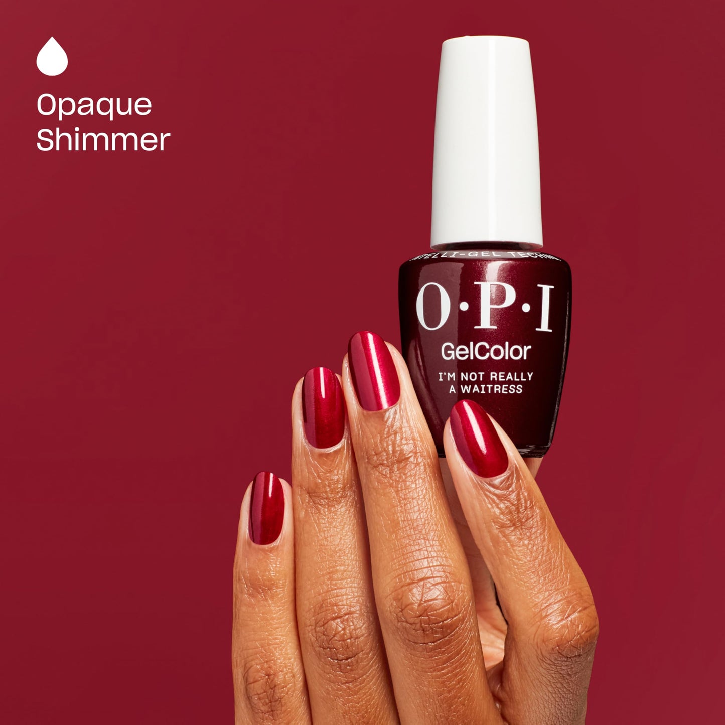 OPI GelColor I'm Not Really a Waitress | Opaque Dark Red Pearl with Shimmer LED Cure Gel Nail Polish | Salon-Quality Shine, Long-Lasting Wear | Vegan & HEMA Free | 0.5 Fl Oz