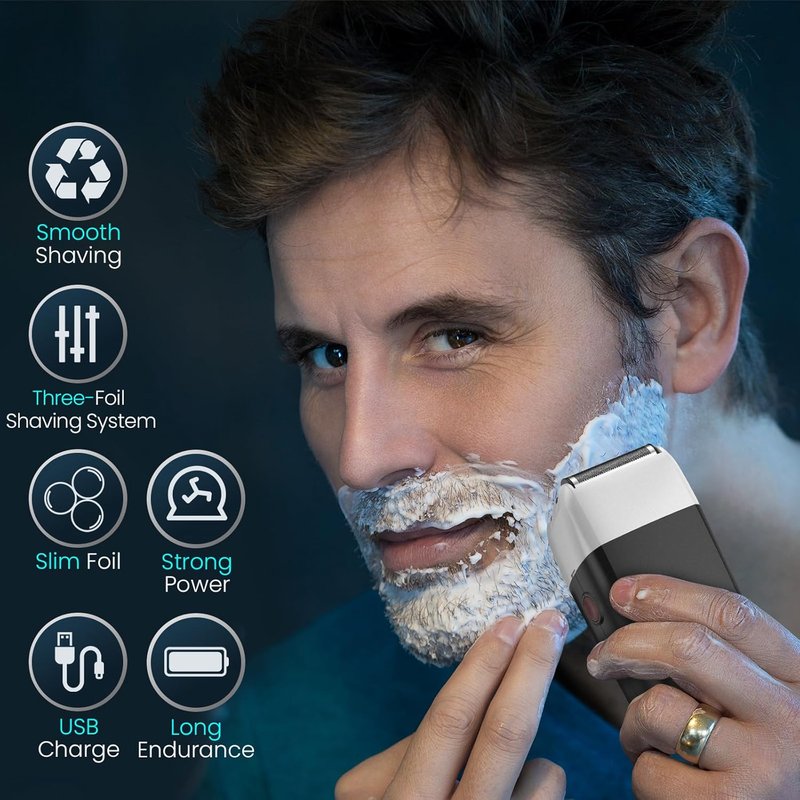 Electric Foil Shaver for Men - Daily Use Grooming Tool | Sleek Black Design