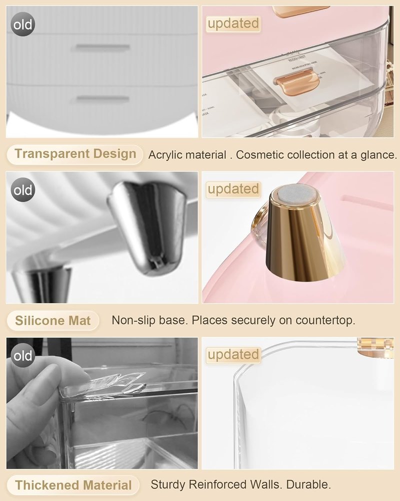 Makeup Organizer - Countertop Skincare Holder for Bathroom | Cosmetic Storage Box & Display Case for Vanity & Dresser