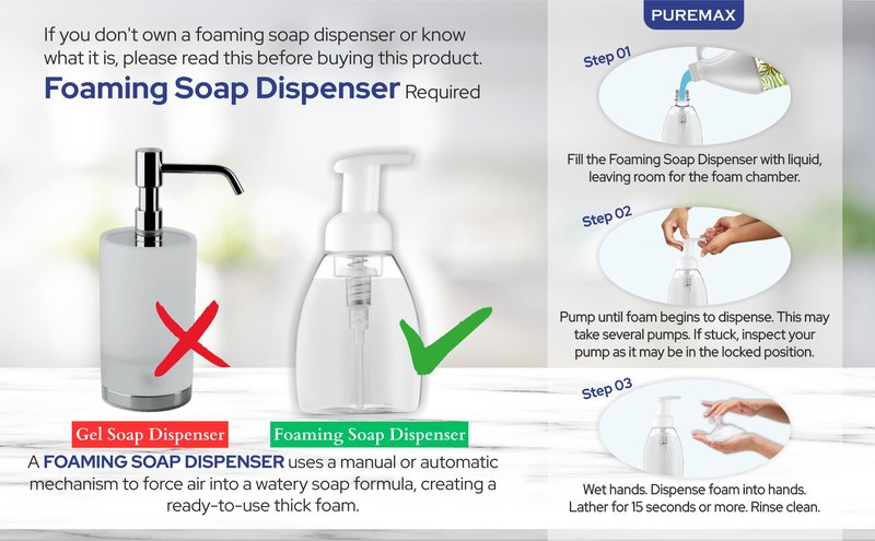 Puremax Foaming Hand Soap Refills with Essential Oils | Rain Drops | Gentle, Moisturizing | Biodegradable Formula | Made in USA | 128 Fl Oz (1 Gallon)
