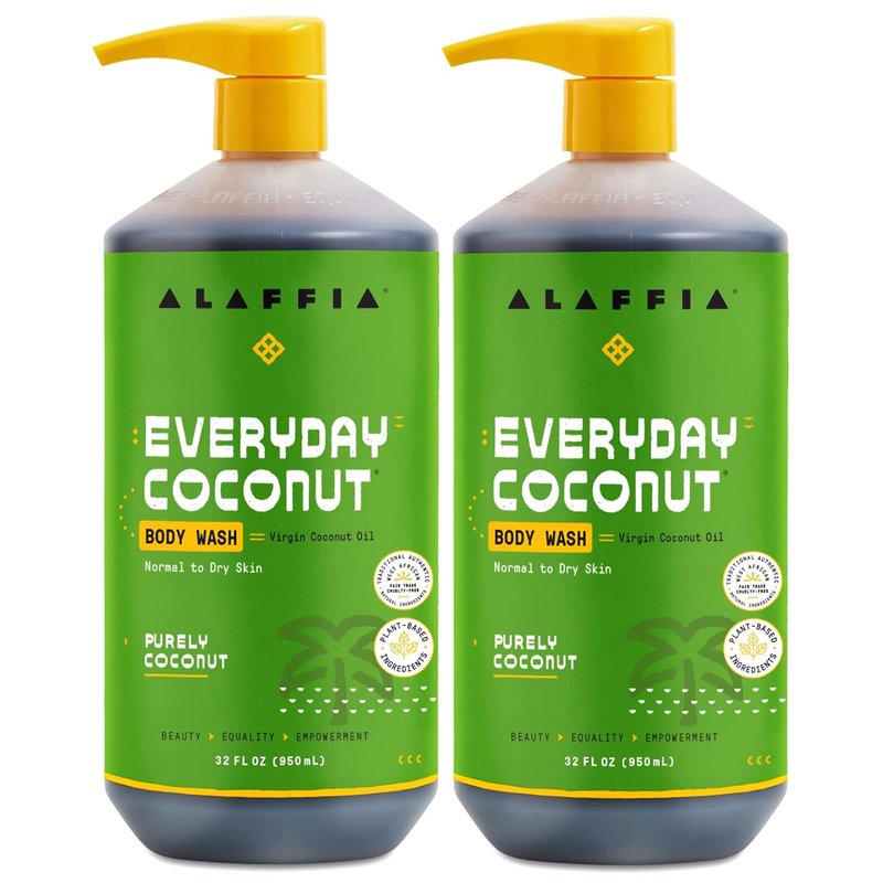 Alaffia Body Wash - EveryDay Coconut Gentle Skin Cleanser for Normal to Dry Skin | 32 Oz Each - 2-Pack