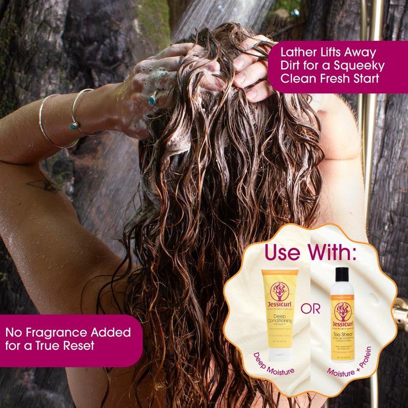 Jessicurl Clarifying Shampoo - Fragrance-Free Formula for Wavy, Curly & Coily Hair | 8 Fl Oz