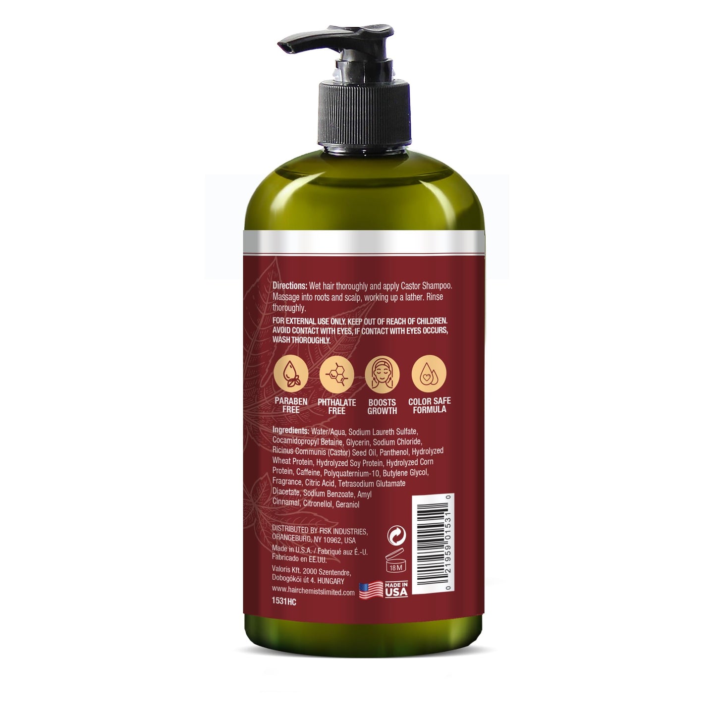 Hair Chemist Castor Pro-Growth Shampoo 33.8 oz. AND Conditioner 33.8 oz. 2-PC Boxed Gift Set - Made with Natural Castor Oil for Hair Growth, Sulfate Free Shampoo & Conditioner Set
