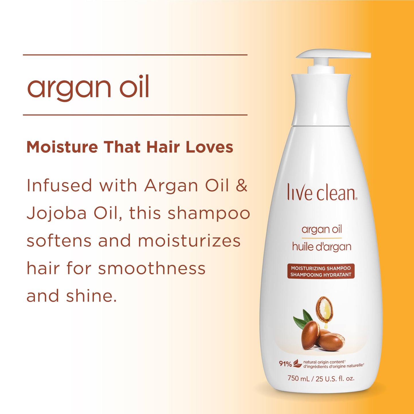 Live Clean Argan Oil Shampoo, 750 ML
