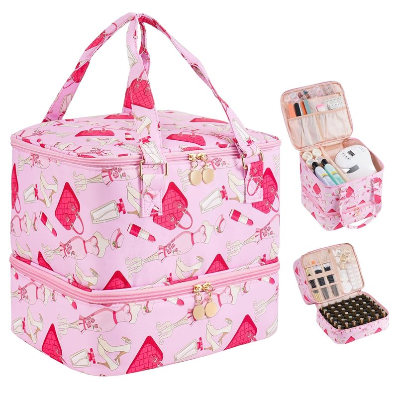 Lipstick Nail Polish Organizer Bag - Holds 42 Bottles | Perfect for Teen Girls & Nail Techs