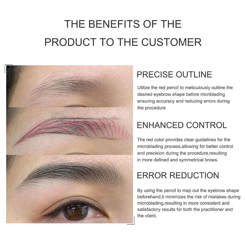 Peel-Off Hard Brow Pencil Set - Waterproof Eyebrow Mapping Tool for Precise Shaping | 5 Colors: Black, White, Brown, Red
