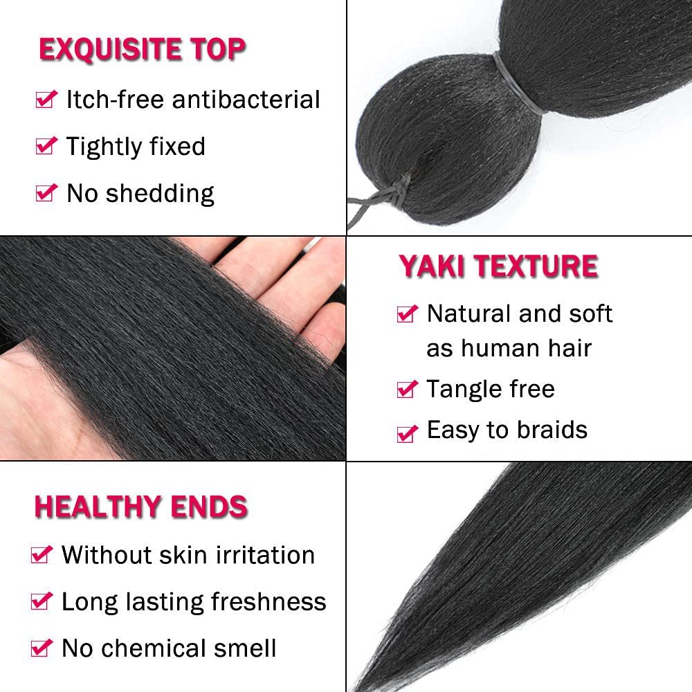Alrence Pre Stretched Braiding Hair Long Braid 42 Inch 8 Packs Professional Braiding Hair Extensions Synthetic Crochet Twist Braids (42 Inch, 1B#)