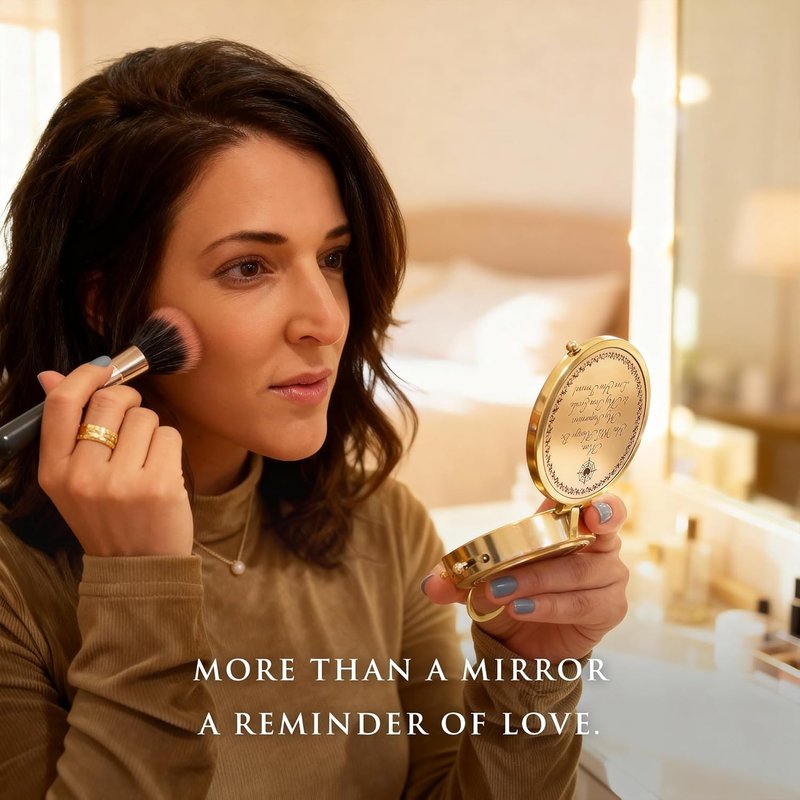Makeup Compact Hand Mirror with Compass - Sentimental Gift for Mom | Premium Brass, Perfect for Birthdays & Mother's Day