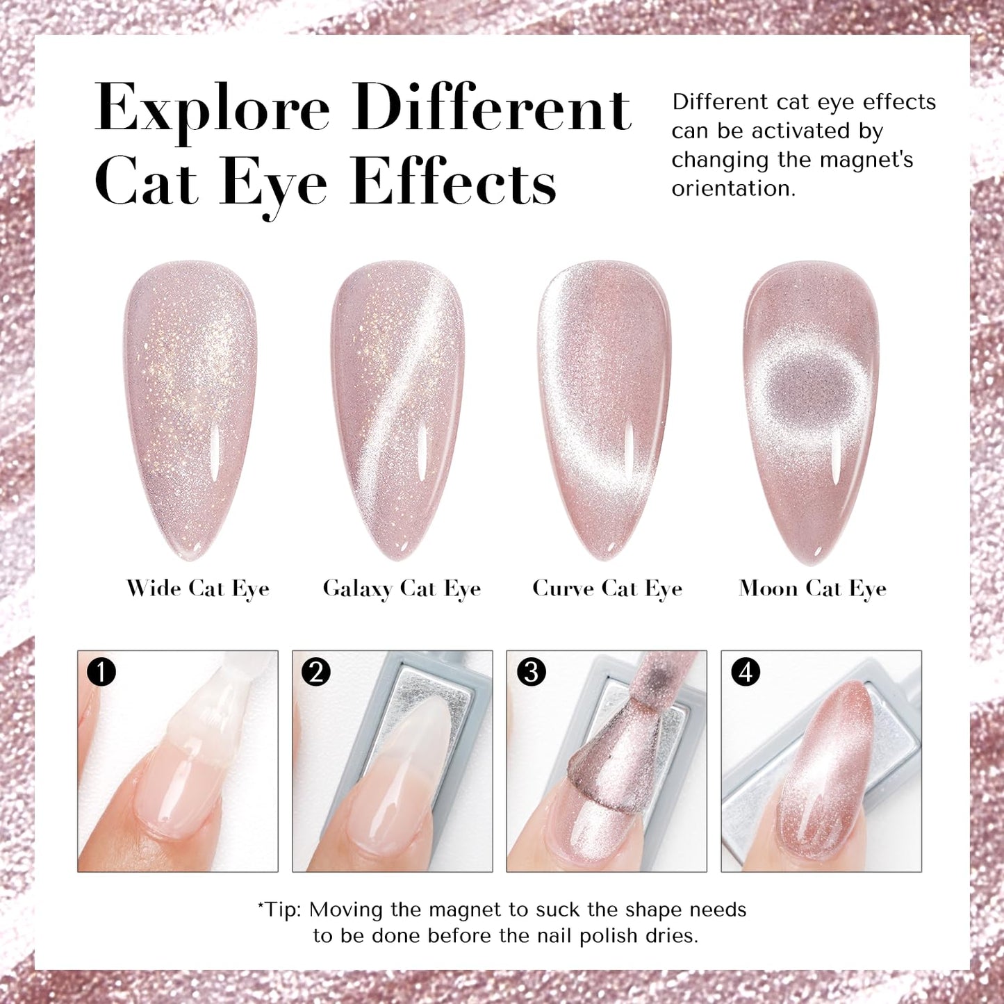 Cat Eye Nail Polish - Quick Dry Nude Glitter Lacquer | Salon-Quality Shine for Women & Girls