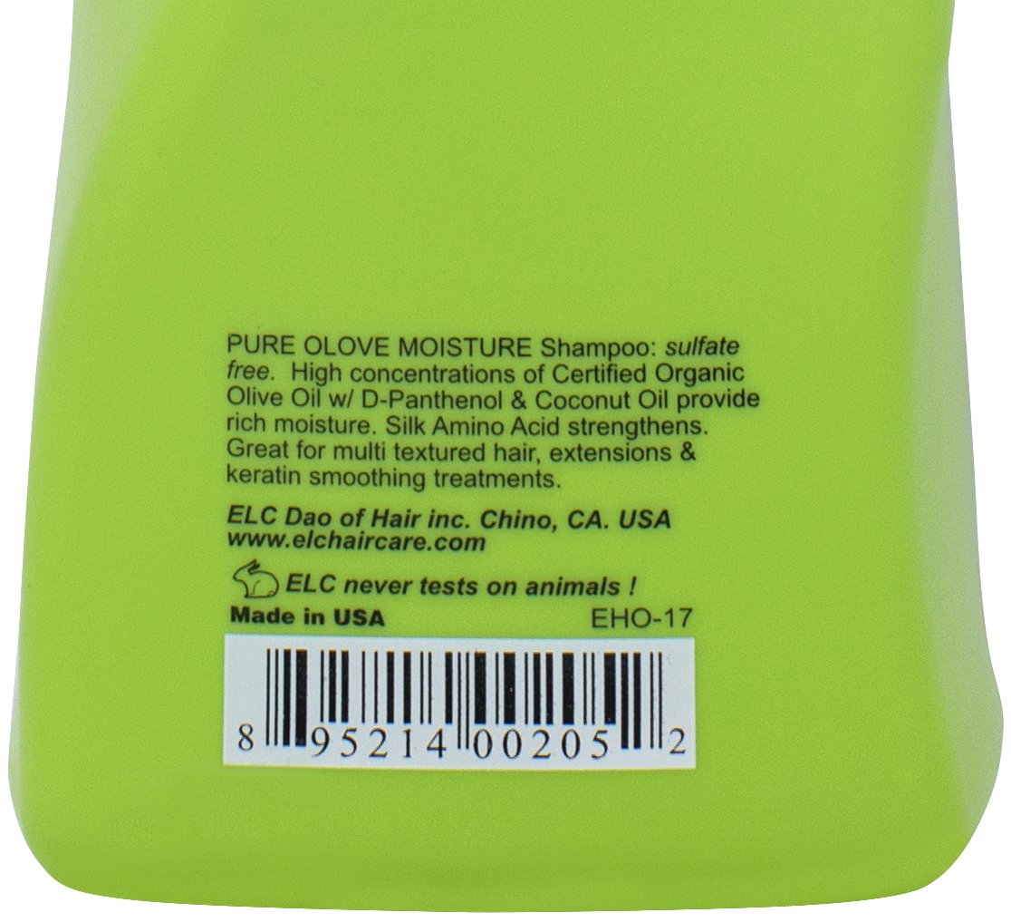 ELC Pure Olove Moisturizing Shampoo (12oz)- Sulfate Free Color Safe Shampoo Moisturizes, Nourishes, Balances & Repairs, Dry, Keratin Smoothing Treated, Multi Textured Hair.