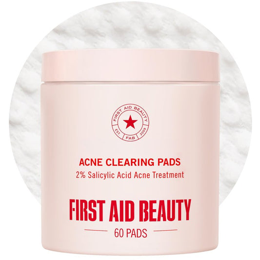 First Aid Beauty Acne Treatment Pads, 2% Salicylic Acid Maximum Strength Acne Pads for Face, Non-Drying Formula, Sensitive Skin, 60 ct