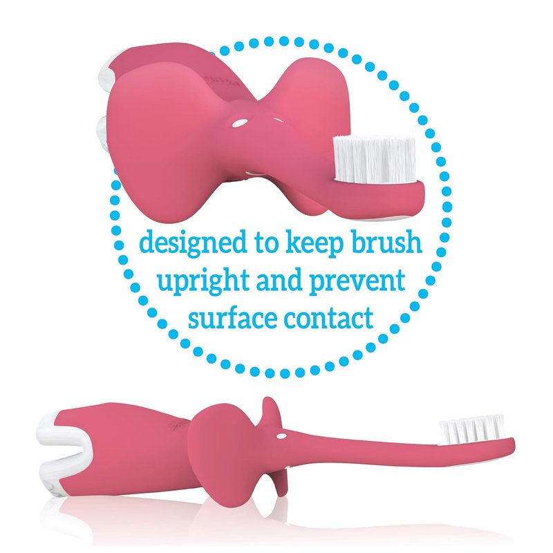 Dr. Brown's Infant-to-Toddler Toothbrush - Cute Elephant Design | Pink, 0-3 Years