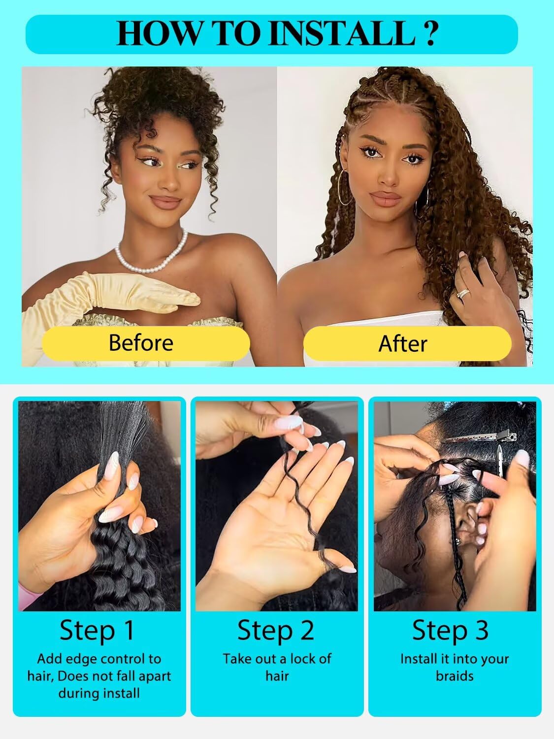 12A #350 Copper Ginger Human Braiding Hair for Boho Braids 3 Bundles 14 Inch 100g Deep Wave Braiding Hair for Bohemian Knotless Braids 100% Unprocessed Virgin Bulk Hair Extensions No Weft