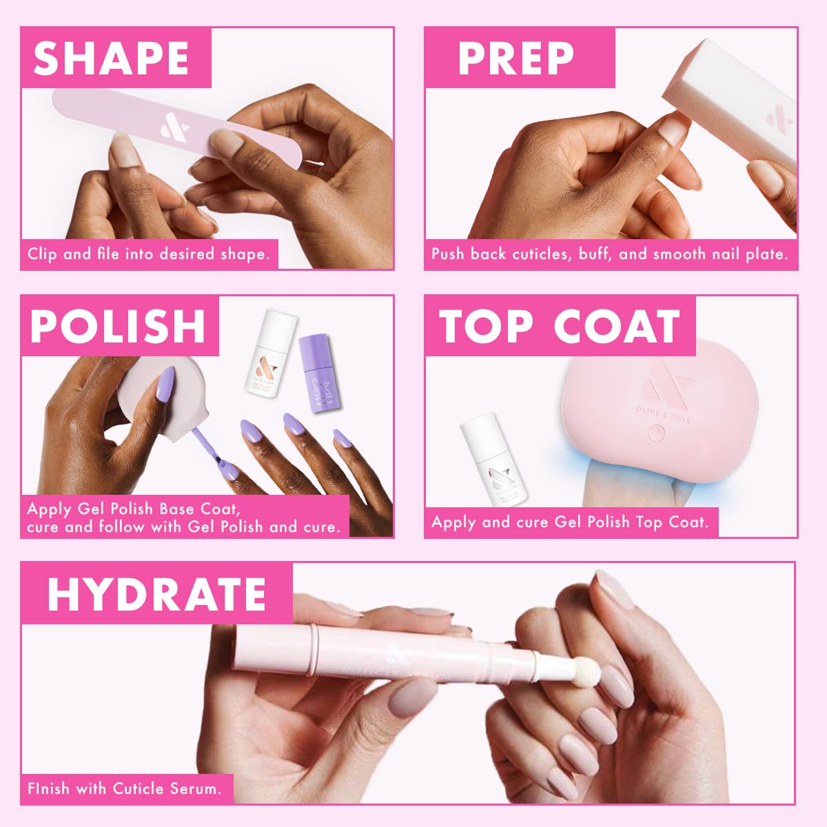Olive & June Summer Gel Nail Polish | Hema Free | UV LED Nail Lamp Needed | Long Lasting Formula | Up to 21 Days of Wear | Damage-Free Removal | Salon-Quality Manicure Pedicure | Boysenberry Glass
