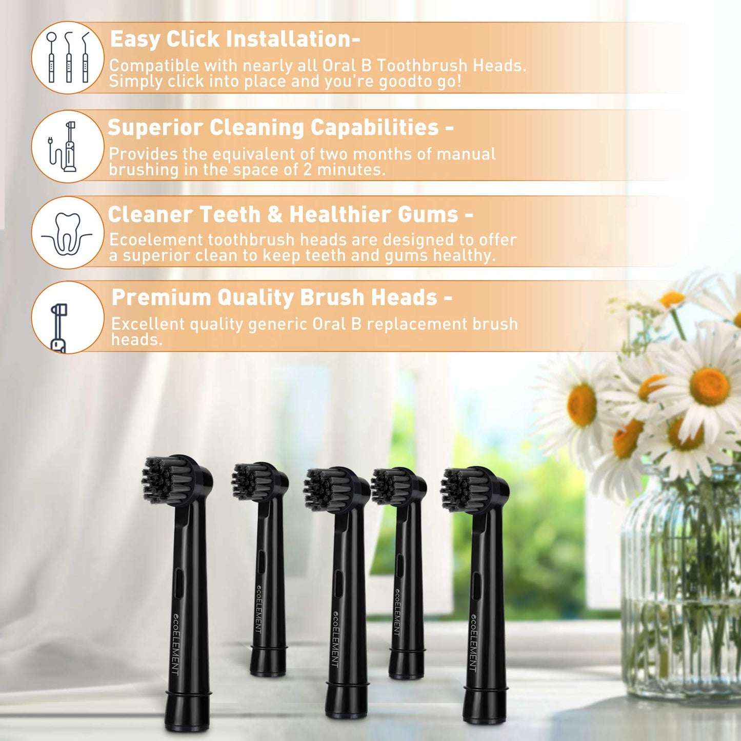 Replacement Toothbrush Heads - ecoELEMENT 8 Pack Electric Toothbrush Heads Brush Heads