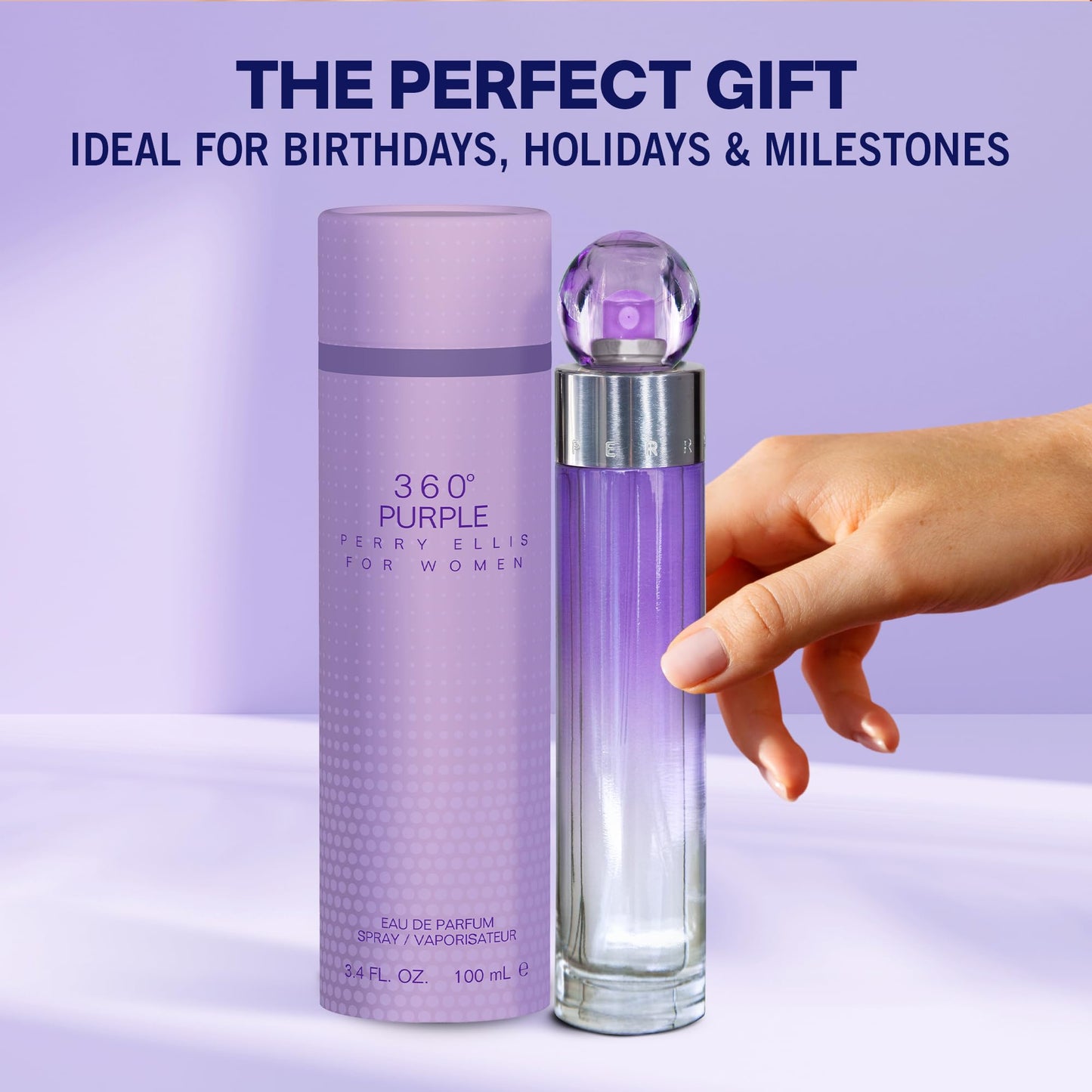 Perry Ellis 360° Purple Eau De Parfum Spray for Women - Perfume for Women, Fruity & Floral Fragrance, EDT, Designer Scent for Her, Long Lasting - 3.4 fl oz (100 mL)
