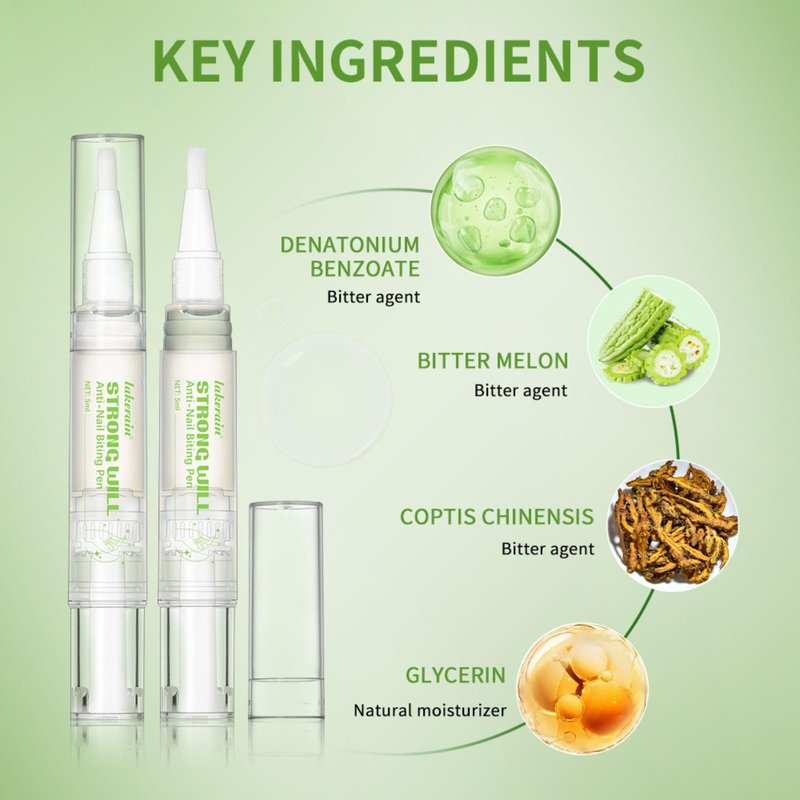 Anti-Nail Biting Pen for Kids & Adults, Bitter Taste Nail Polish, 2-in-1 Nail Hardener & Daily Nail Care, Thumb Sucking Habit Aid