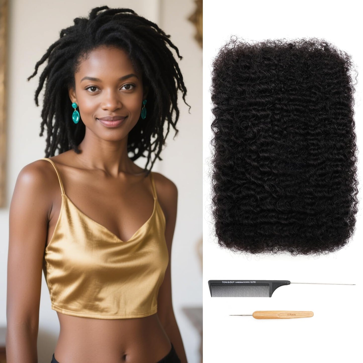 Afro Kinky Bulk Human Hair - 100% Natural Black 18 Inch | Perfect for Micro Locs, Twist Braiding & Dreadlocks