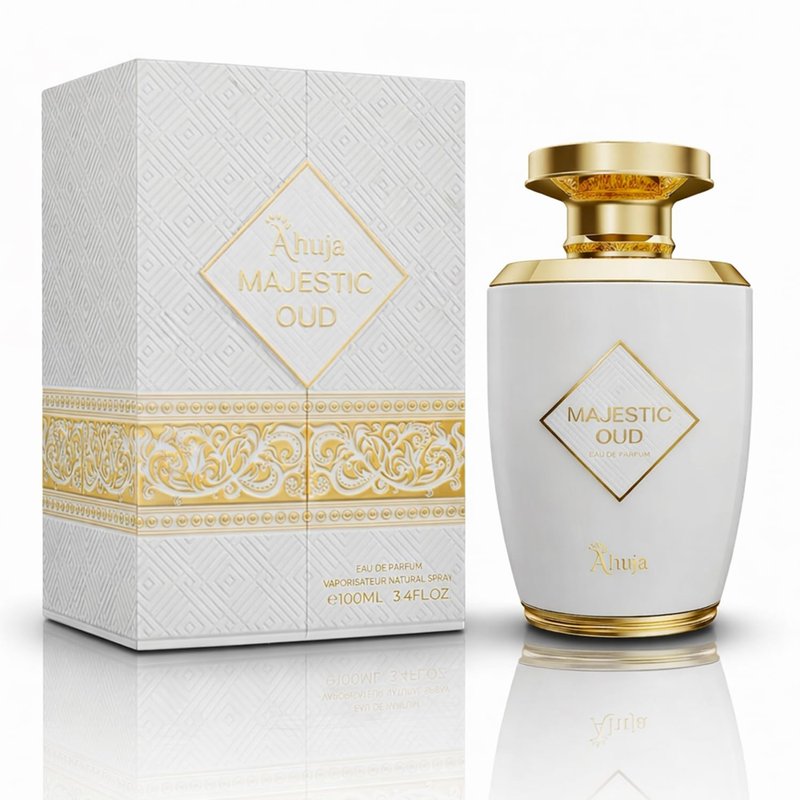 Ahuja Majestic Oud Eau De Parfum 3.4 fl oz | Unisex Luxury Fragrance with Oud, Vanilla & Rose Notes