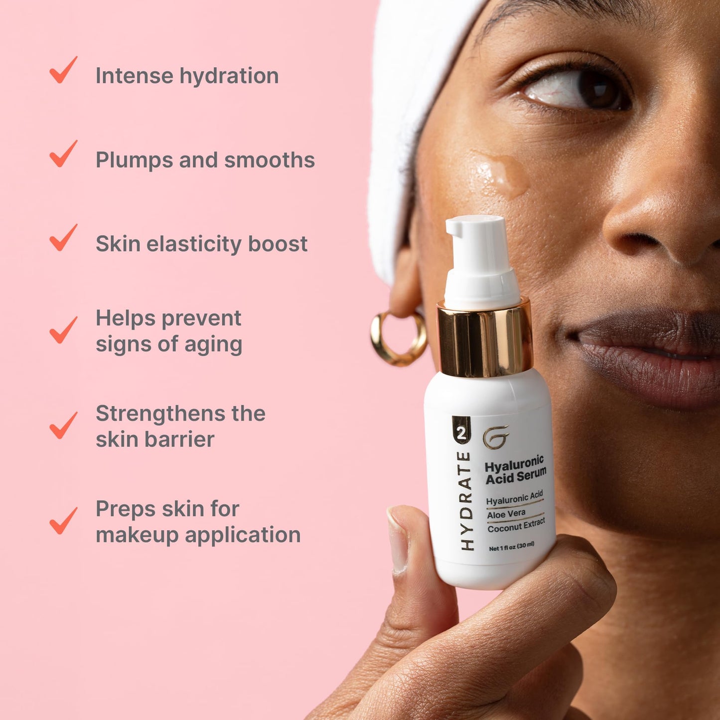 Groomie Hyaluronic Acid Serum for Face - Anti-Aging Facial Serum Helps Reduce Wrinkles & Fine Lines - Hydrating & Rejuvenating Skin Care for Plump, Smooth & Supple Skin - Non-Irritating Formula