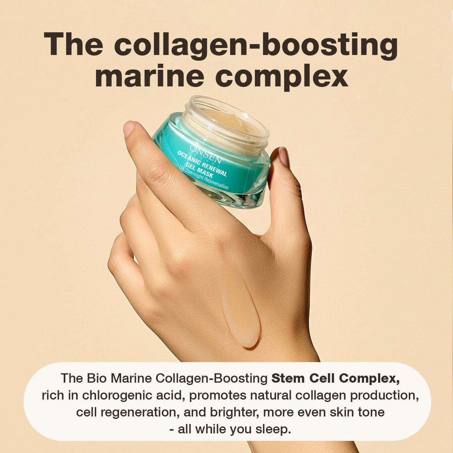 Onsen Oceanic Renewal Facial Gel Mask for Skin Care - Hydrating Collagen Overnight Mask with Marine Stem Cells, Niacinamide and Hyaluronic Acid - Night Repair for Smooth, Radiant & Firm Skin - 50 ml