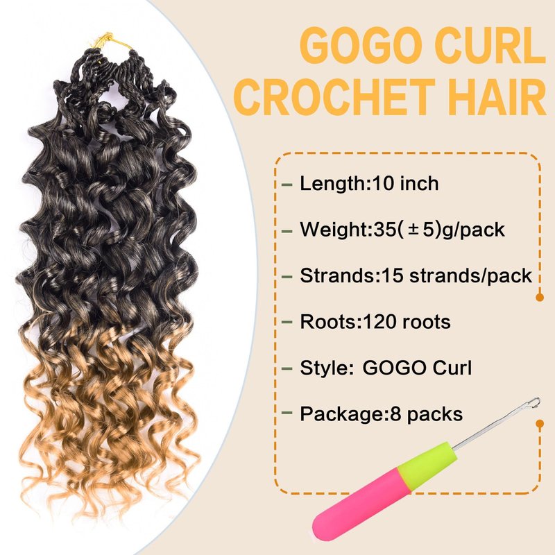 GoGo Curl Crochet Hair - 14 Inch Brown Water Wave Extensions | Synthetic & Human Hair Braids