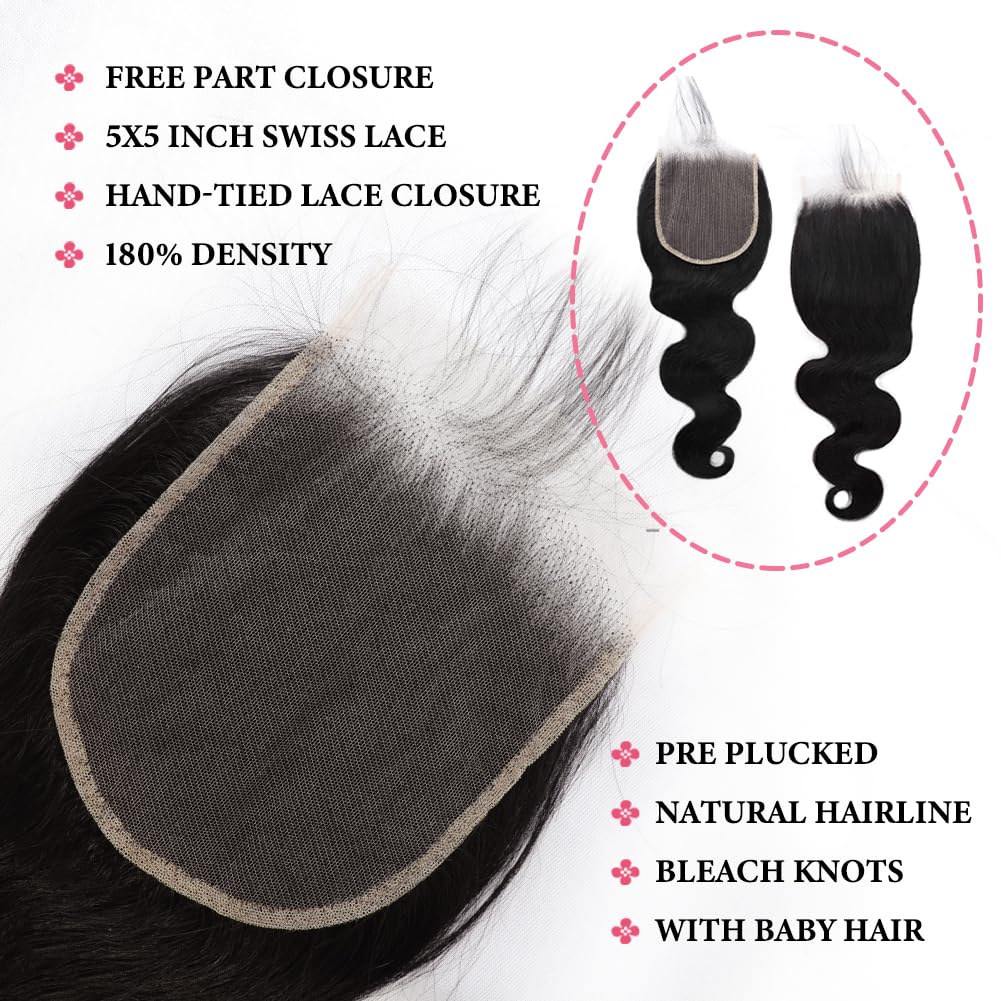 Body Wave Bundles Human Hair Extensions 18 Inch 100% Unprocessed Brazilian Human Hair Bundle Natural Black Hair Extensions