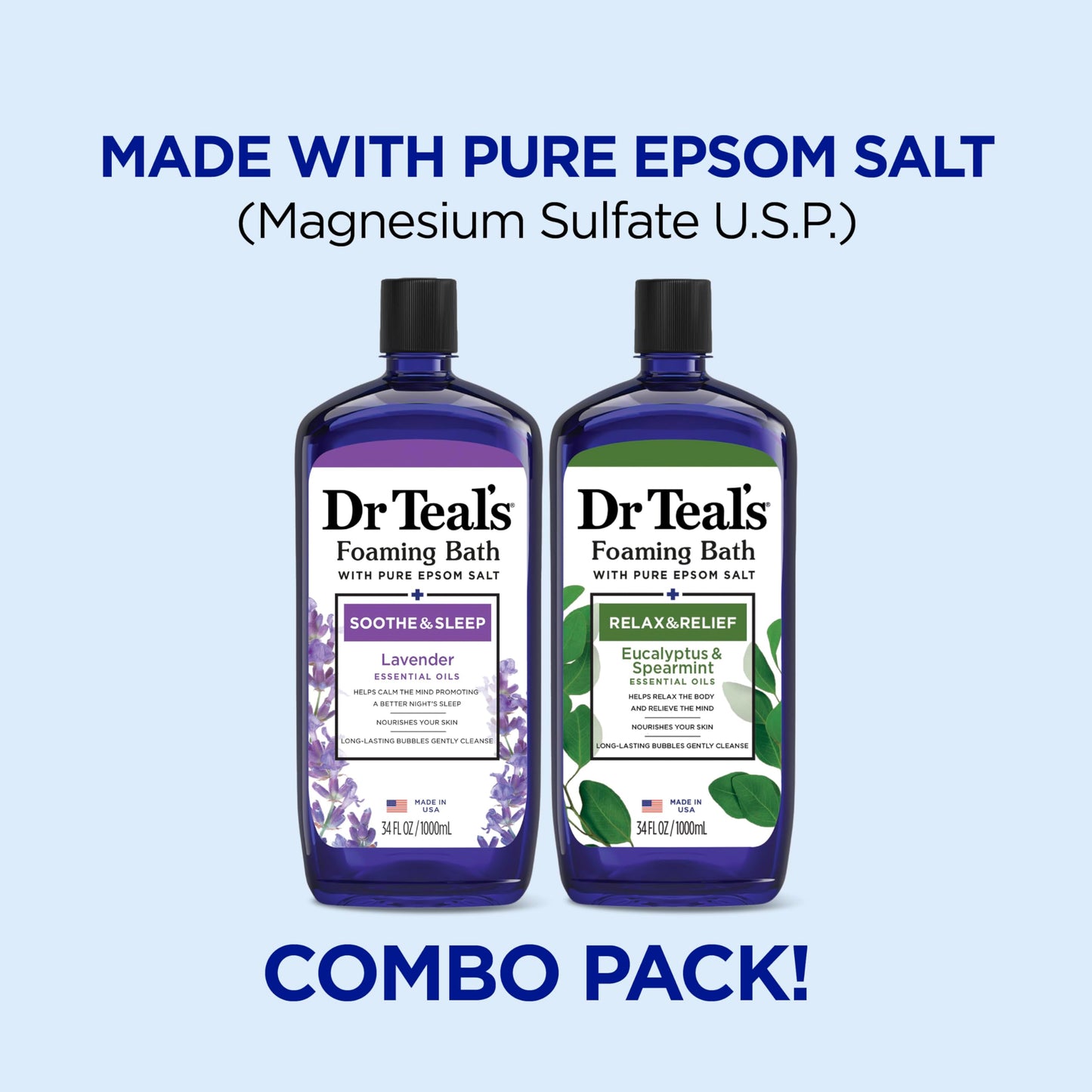 Dr Teal's Foaming Bath, 34 fl oz (Pack of 2)