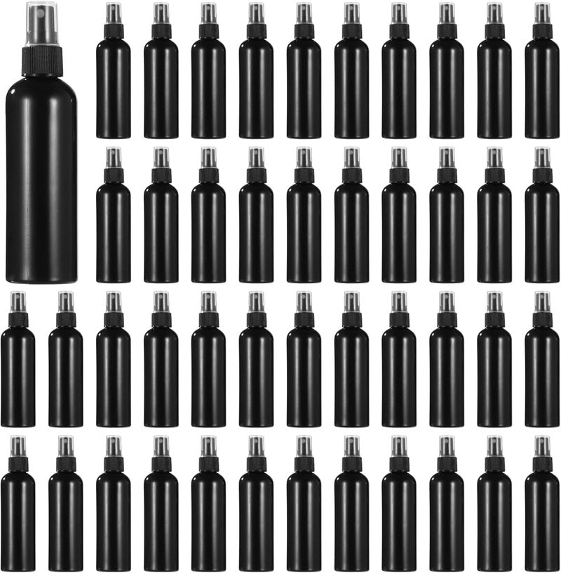 OMISTAR 48 Pcs 4 oz Plastic Spray Bottles | Fine Mist Sprayers for Perfumes & Cleaning Solutions - Black
