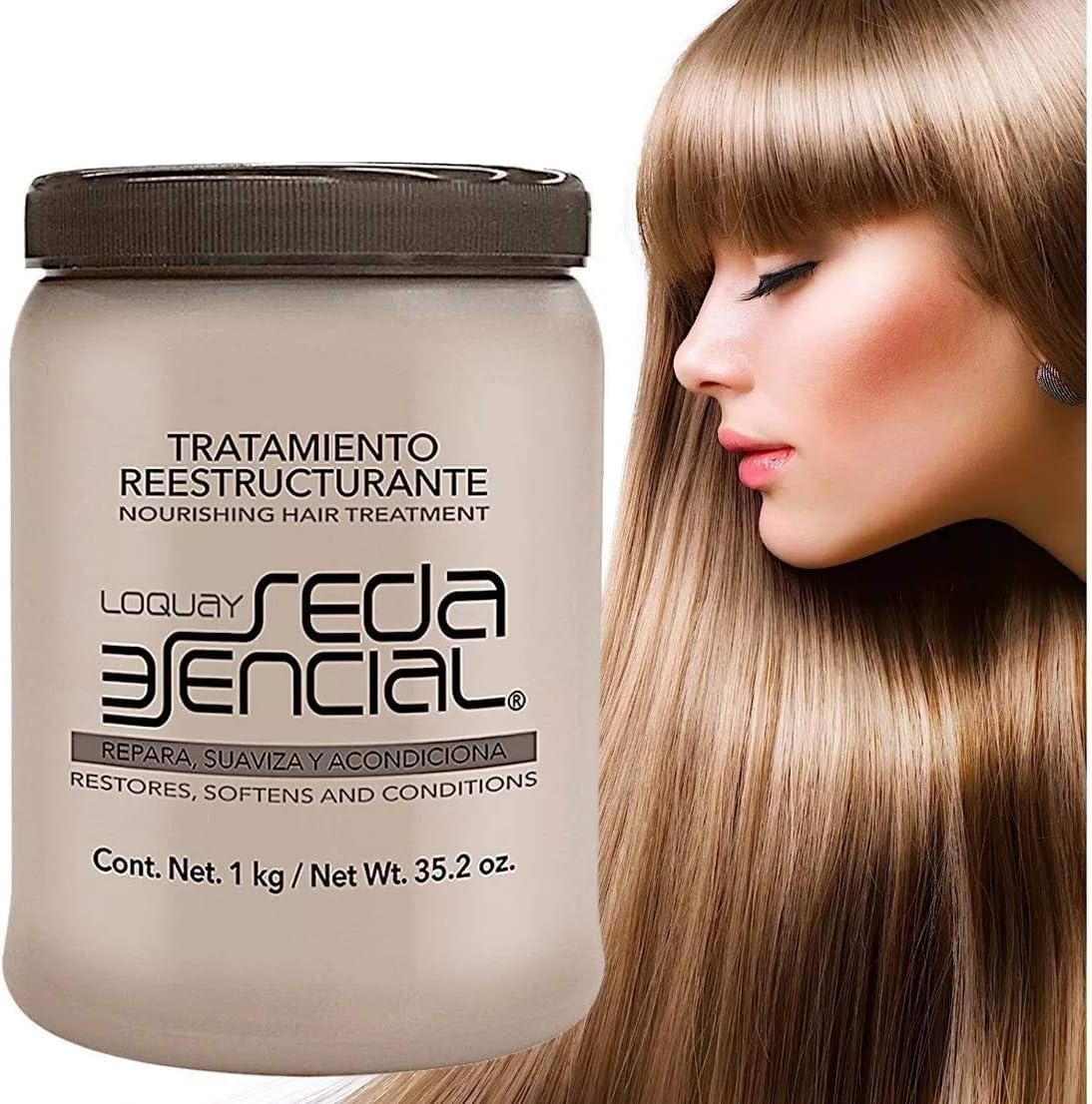 Loquay Seda Esencial Restructuring Hair Treatment Mask, Nourishing Conditioner for Dry or Damaged Hair, Restores, Softens & Conditions, Net Wt 1 kg (35.2 oz)