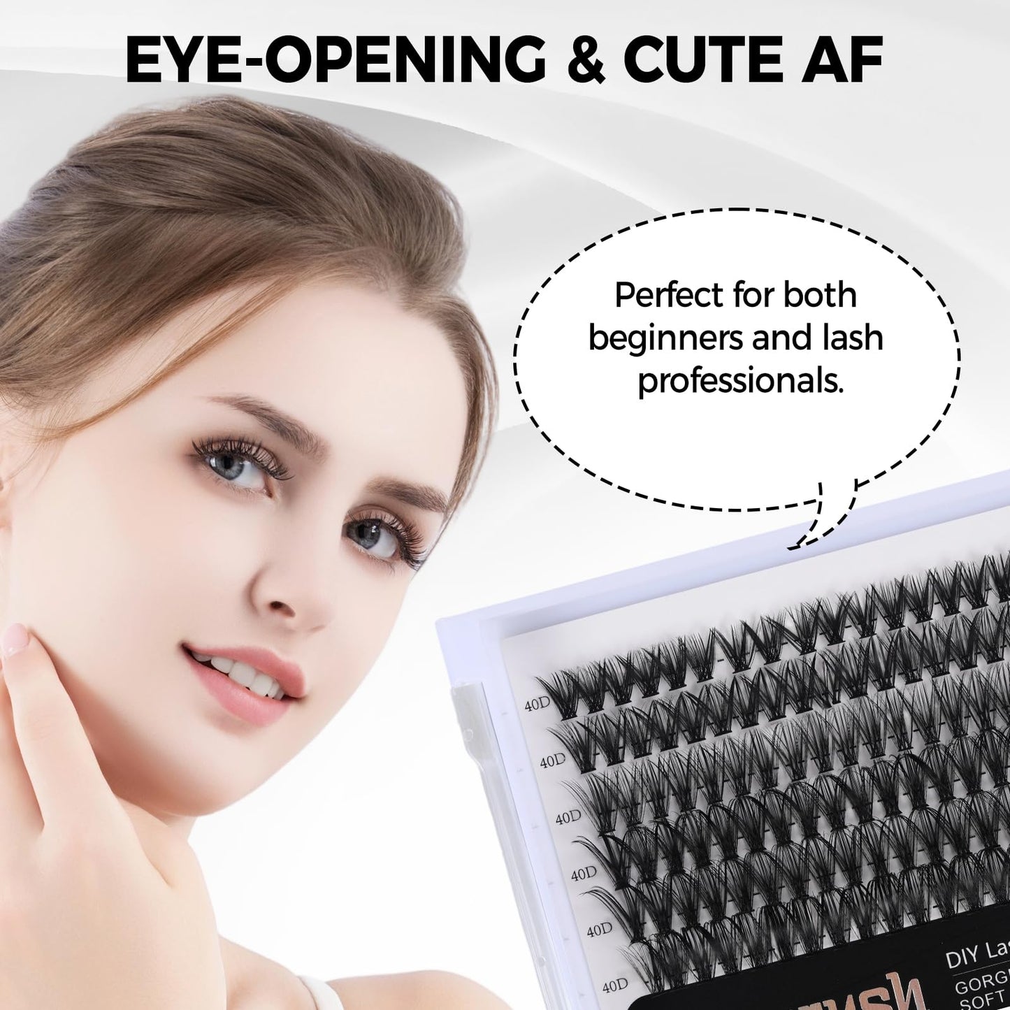 Lunarush Lash Extension Kit DIY 240pcs Lash Clusters Eyelash Extension Kit, 9-16mm 30D 40D Individual Lashes Kit,Lashes Lash Bond and Seal Tweezers(30D 40D KIT)