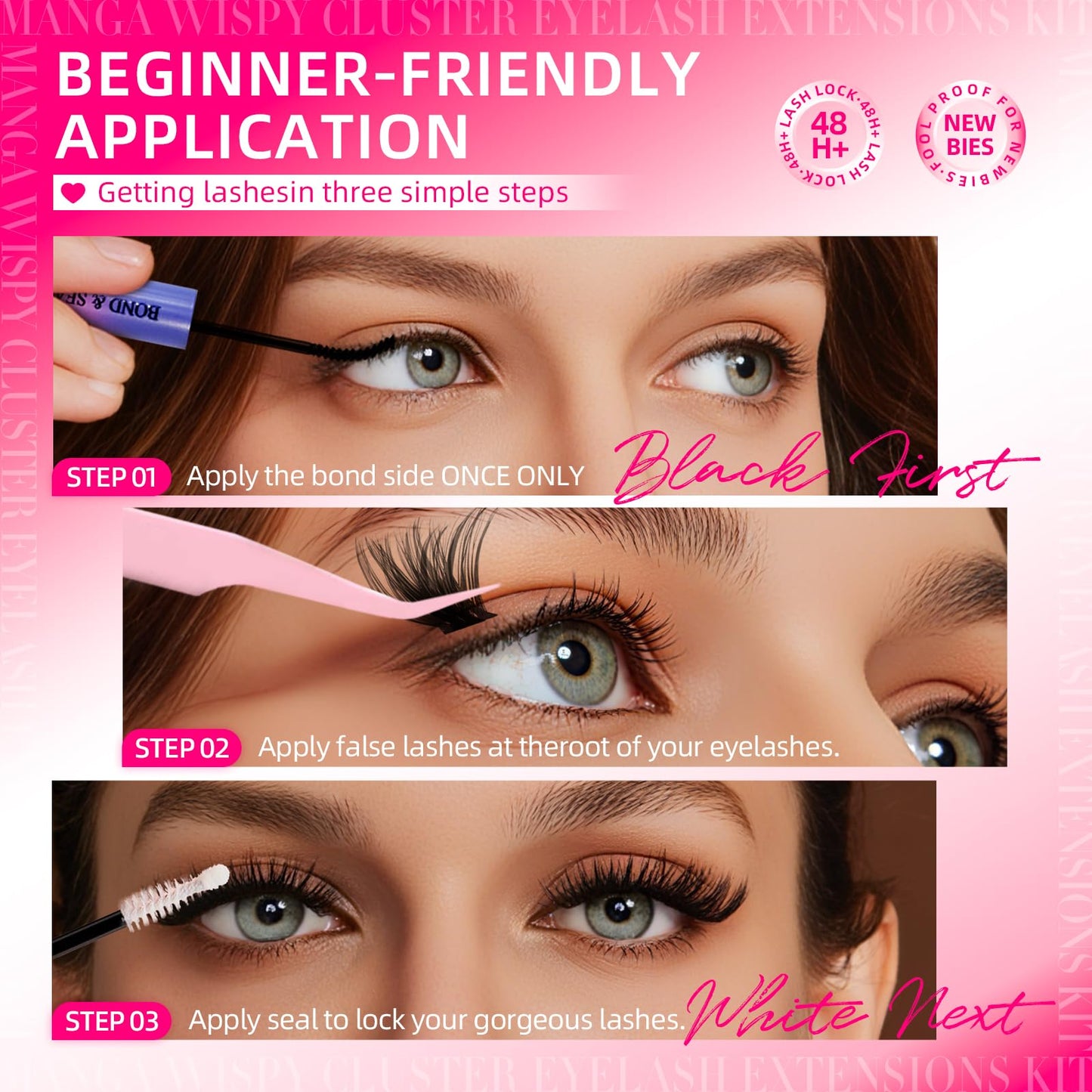 532pcs Fluffy Lash Clusters Manga Cluster Eyelash Extensions DIY Lashes Kit