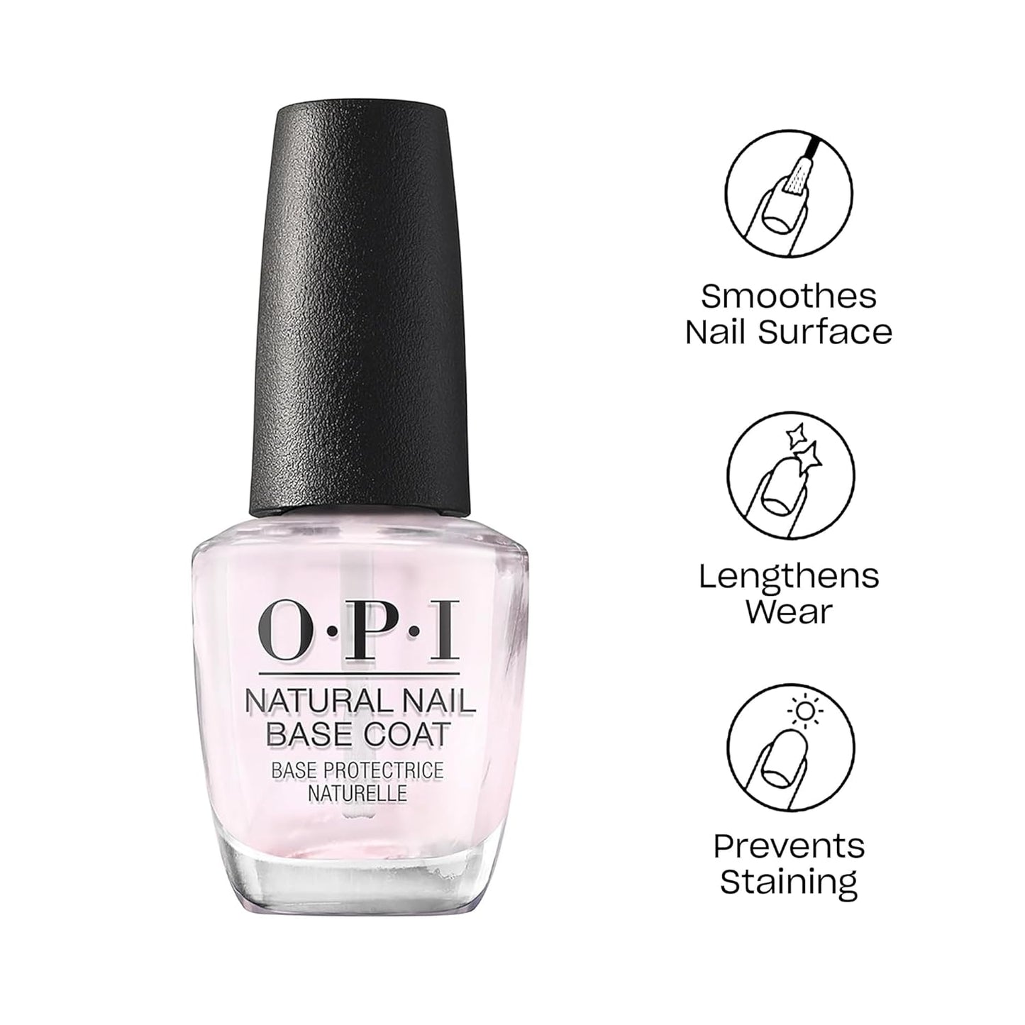 OPI Nail Lacquer Bundle: Bubble Bath Nude Polish & Natural Base Coat, 0.5 Fl Oz