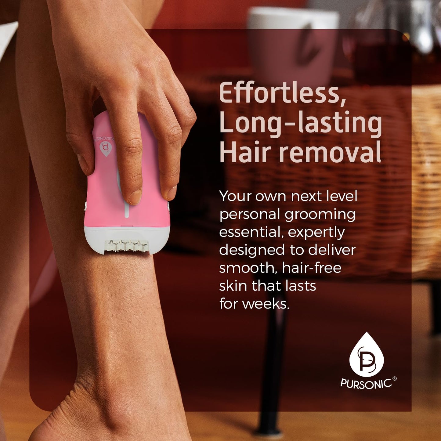Pursonic Fe120P Cordless Epilator with 40 Tweezers - Rechargeable 2 Speed Epilators Hair Removal for Women - Compact Hair Removal Device for Arms, Legs, Underarms & Bikini Area (Pink)