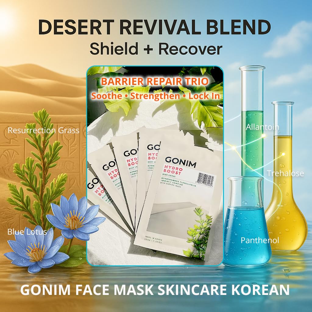 GONIM Korean Face Mask, Hydrating Sheet Mask with Hyaluronic Acid Serum