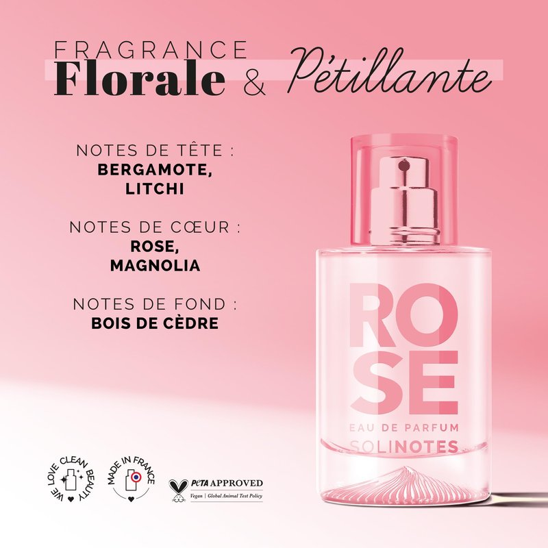 Solinotes Rose Eau de Parfum for Women & Men, Elegant Pink Blush Floral Perfume with Rose, Peony & Soft Musk, Long-Lasting Fragrance, Vegan, Made in France, 1.7 Fl Oz / 50 ml