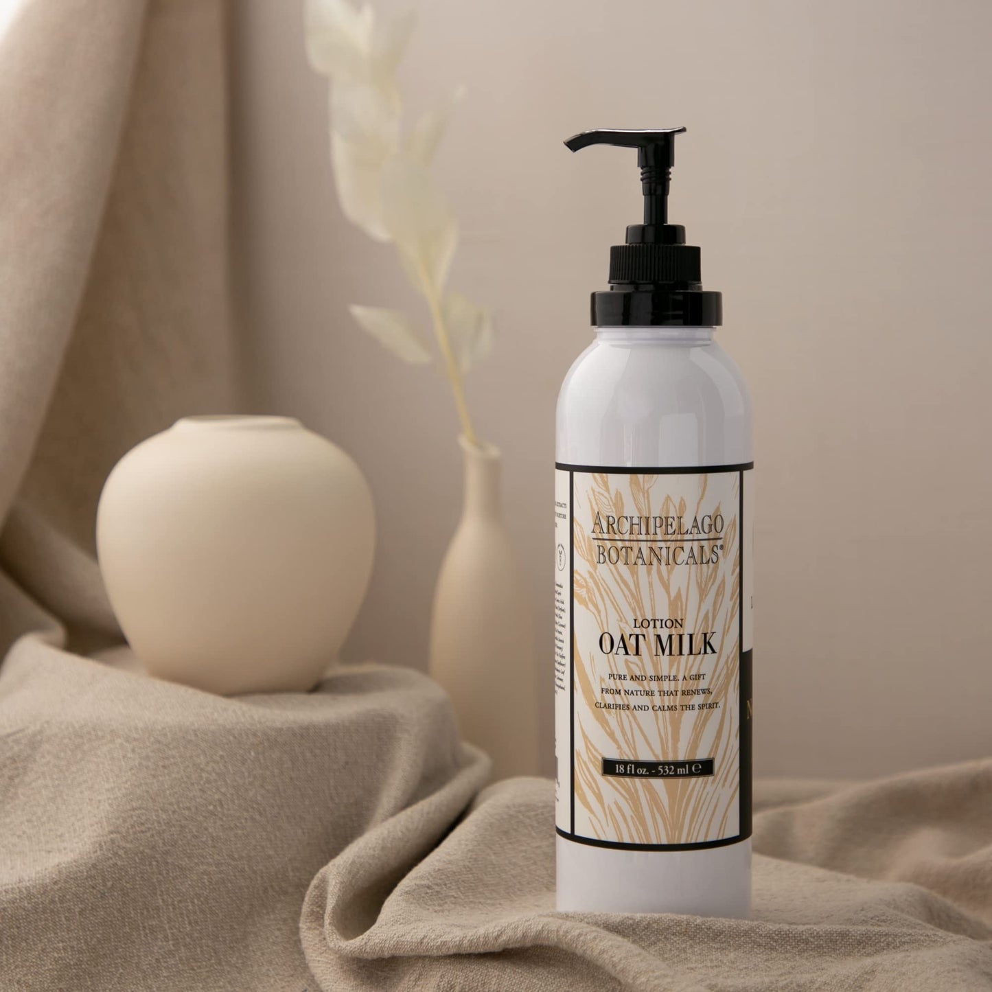 Archipelago Botanicals Oat Milk Lotion, Nurturing and Soothing Daily Moisturizer for Dry or Sensitive Skin, Hydrating Body Lotion, Paraben-Free, Phthalate-Free, 18 oz