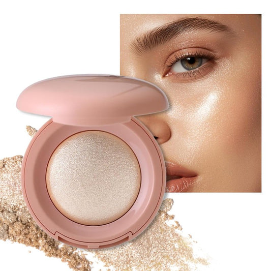 Janwana Highlighter Makeup Palette, Shimmer Glitter Face Body Illuminator, Smooth Waterproof Highlighter Baked Powder, Natural Long Lasting Highly Pigmented Highlighters Makeup - Champagne Fizz