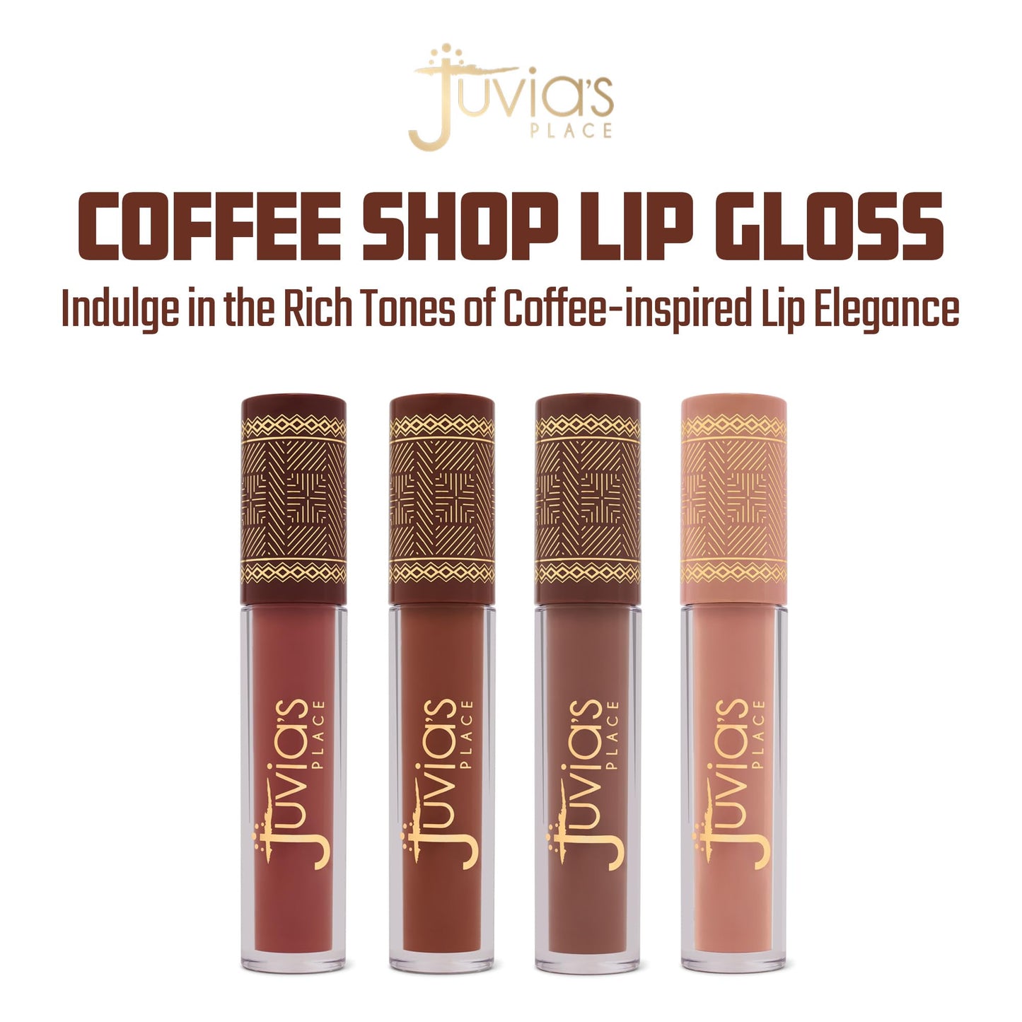 Juvia's Place Coffee Shop Lip Gloss - Cream de Cacao - Hydrating Butter Lip Gloss for Women, Long-Lasting Shine, Moisturizing Glass-like Finish, Plumping Non-sticky, Suitable for every vibe