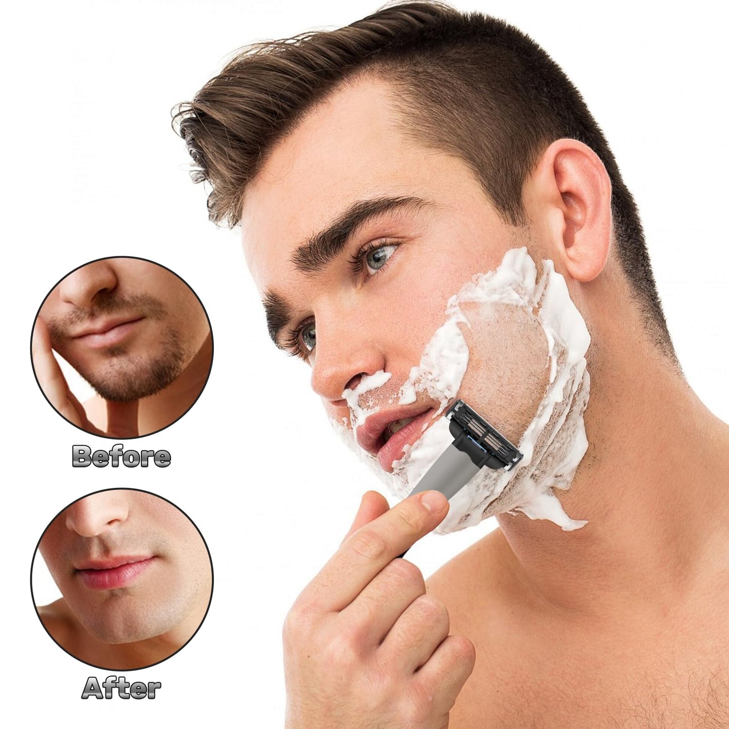 24 Pcs Razor Blade Refills for Men,Compatible with Ma-ch 3 Razor Blades Refill Disposable Blade Manual Beard Trimmer Safety Replacement Shaver Heads Set 1