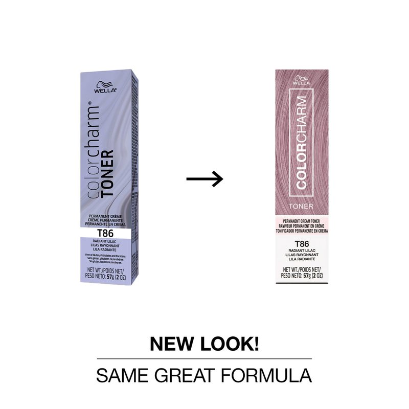 COLORCHARM Permanent Cream Toner | Neutralize Brass | Free of Animal-Derived Ingredients, Parabens & Gluten Free | T86 Radiant Lilac | 2 oz