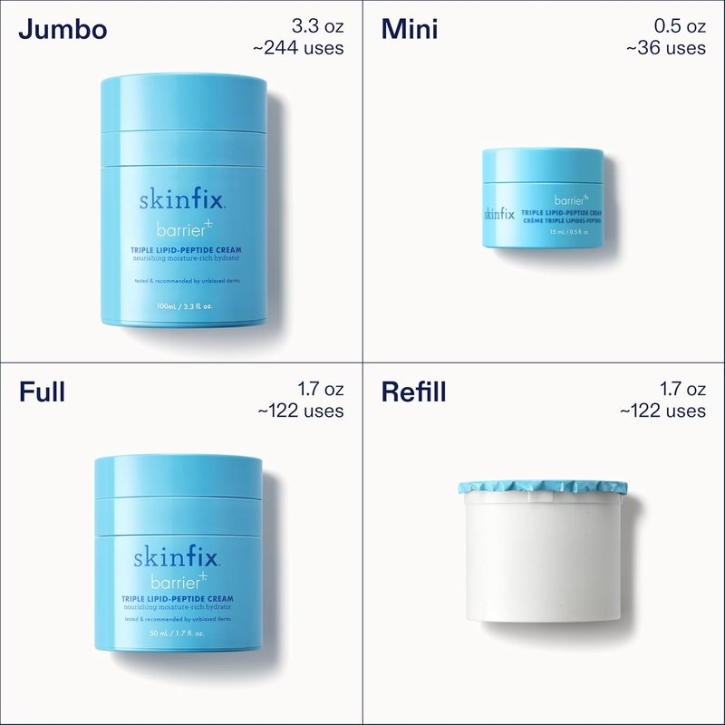Skinfix Triple Lipid-Peptide Cream Mini - Rich Face Moisturizer with Hyaluronic Acid | 0.5 oz - Hydrates & Restores Sensitive Skin