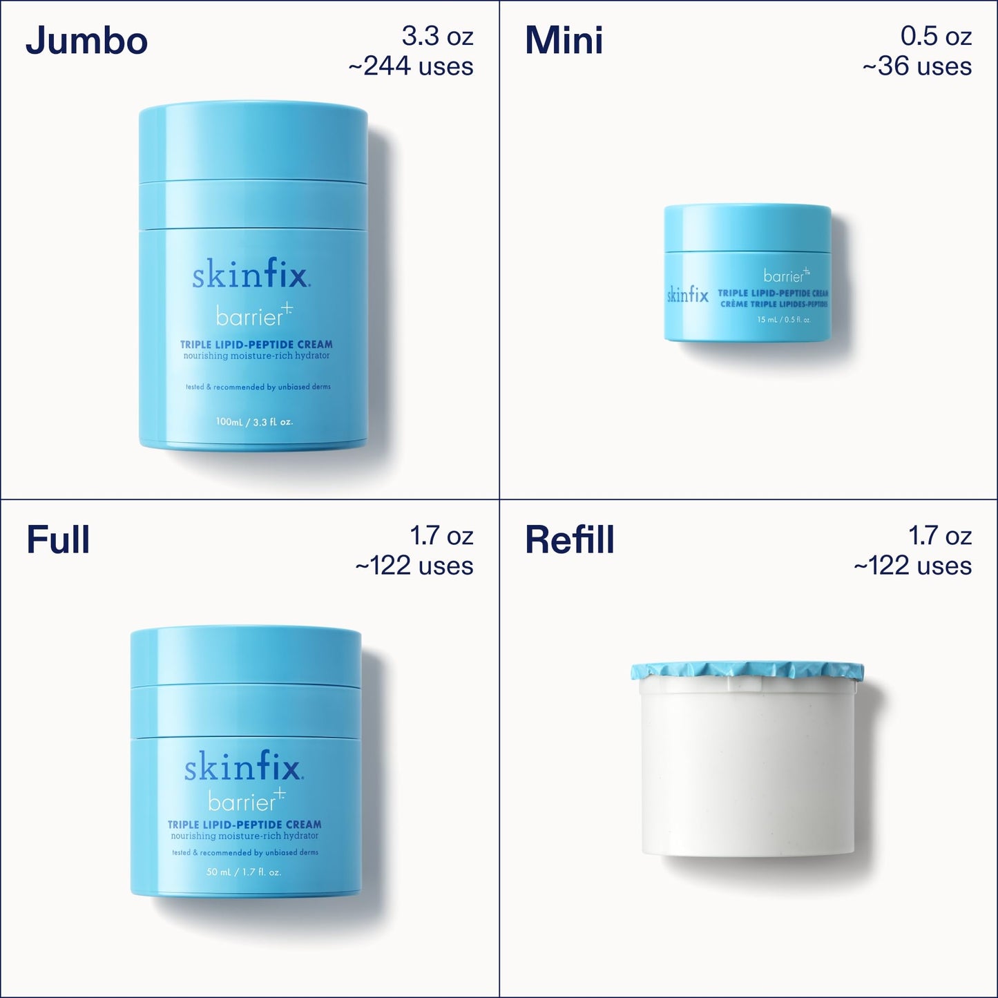Skinfix Triple Lipid-Peptide Cream Refill - 1.7 oz - Rich Face Moisturizer with Hyaluronic Acid - Hydrates & Restores Dry, Sensitive Skin - Non-Comedogenic, Fragrance Free, Vegan, Cruelty Free