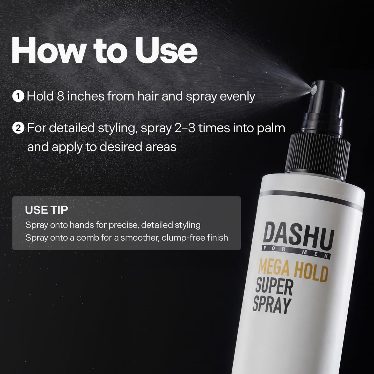 DASHU Hairspray, Mega Hold, Super Hair Spray Extra, Detangler , Long-Lasting , Weather-Resistant, Frizz Ease, Korean Hair Care, 8.45fl oz (Two Bundle)
