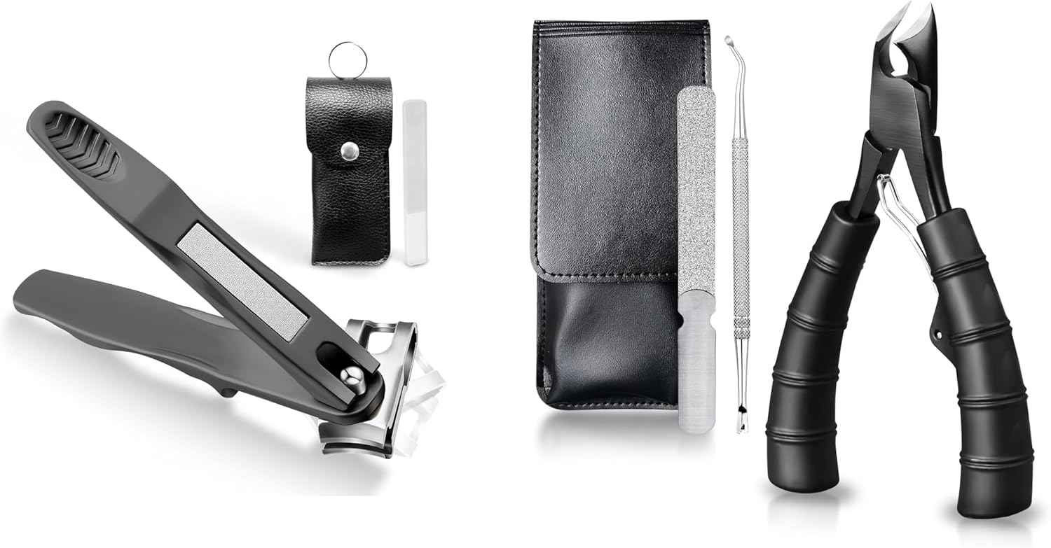 Ingrown Toenail Tool Kit with Wide Jaw & 360° Rotating Long Handle Clipper