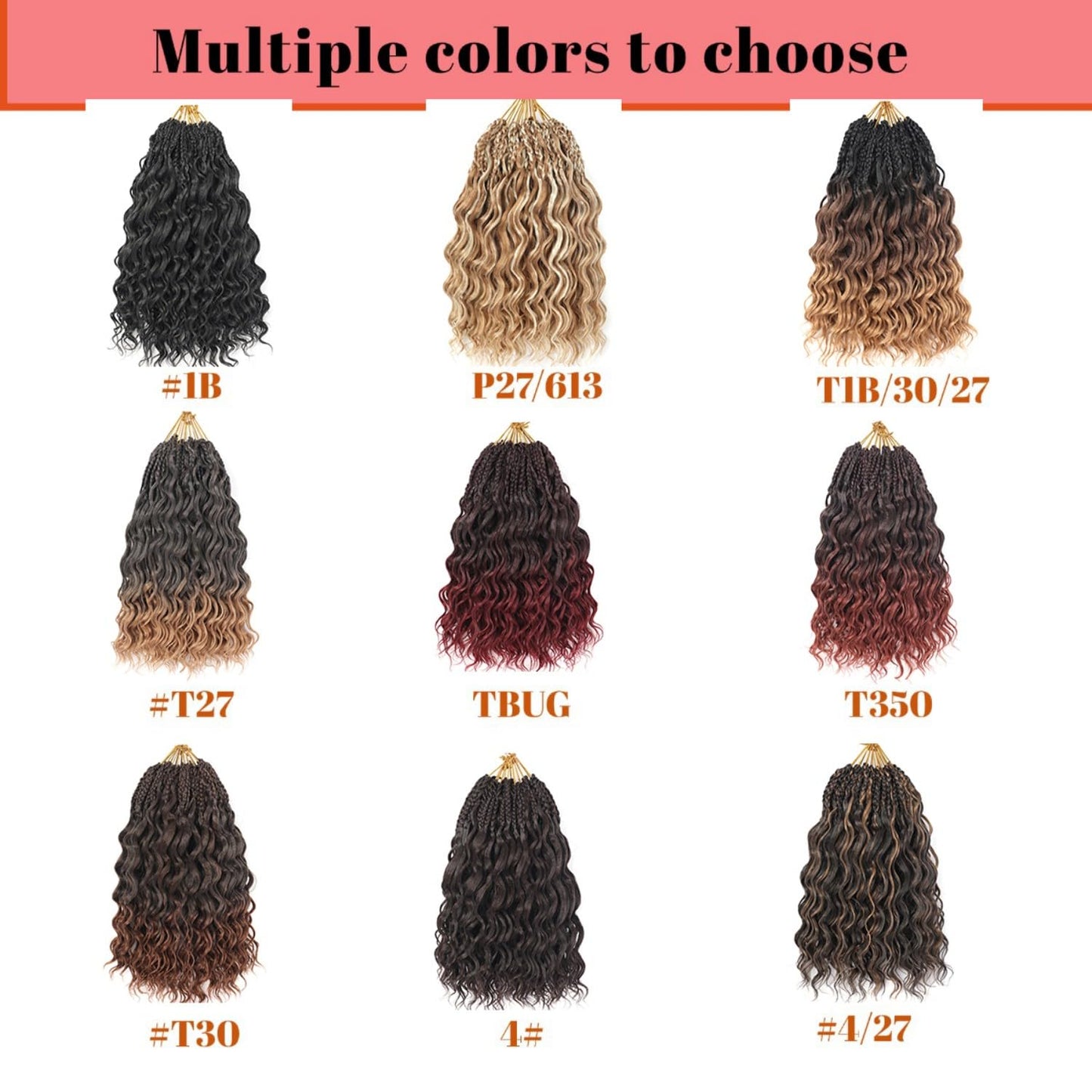 pojui 18 Inch Ocean Wave Crochet Hair 8 Packs - Synthetic Pre-Looped Deep Wavy Curly Braiding Hair for Black Women, Boho Style Hair Extensions (18inch,P1B/30-8 Packs)