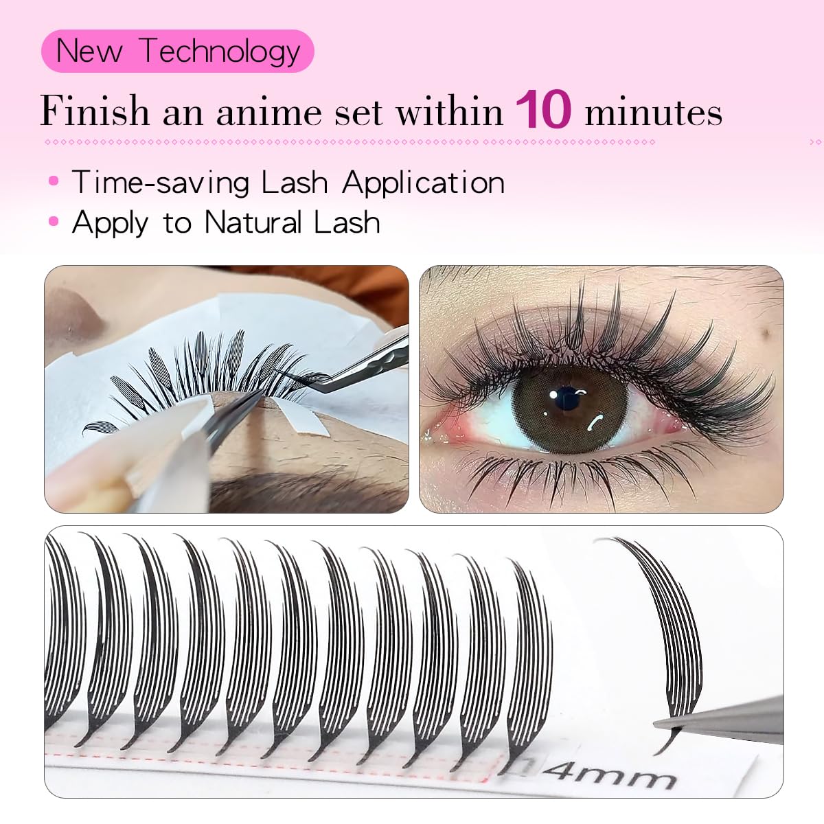 Anime Comic Spire Lash Premade Fans Feathered Premade Fans Soft Fluffy Dark Matte Lash Extensions(0.05C/D,MIX8-15) (C CURL, 0.05)